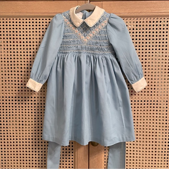 Vintage Dress POLLY FLINDERS Smocked Toddler Size 2T Hand Embroidery  Smocking - Picture 1 of 9